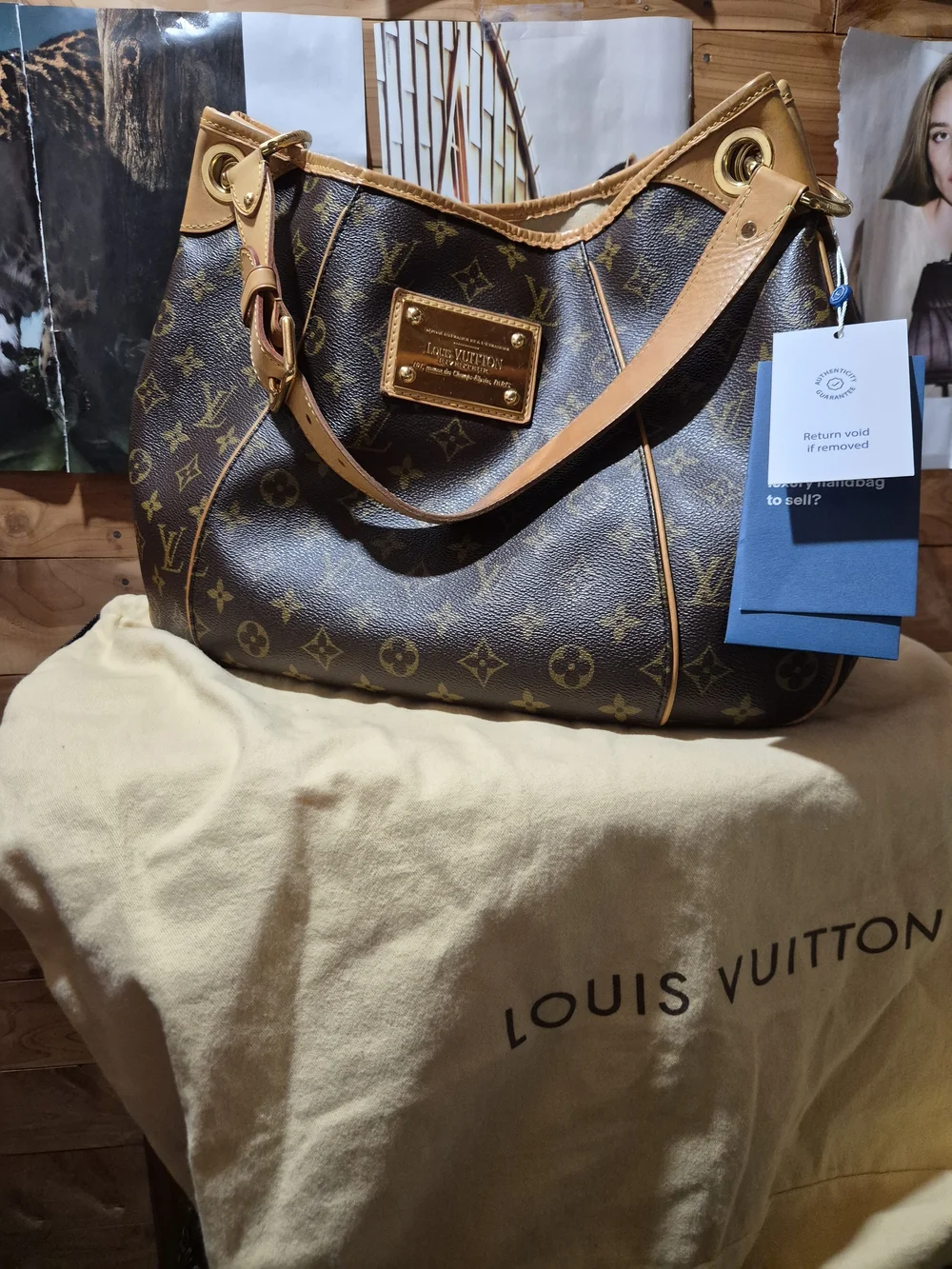 Louis Vuitton Brown Monogram Canvas Shoulder Bag with Tan Trim